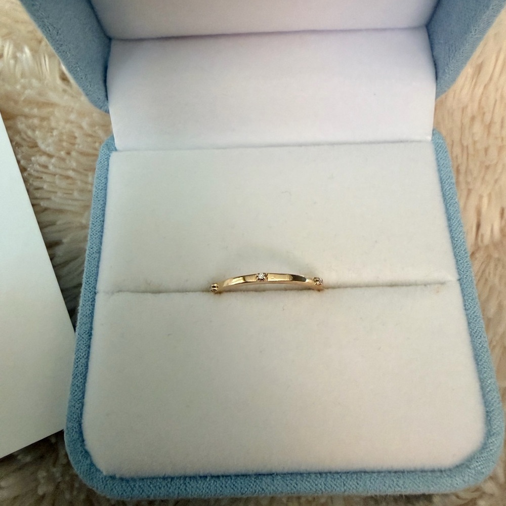 Charles and Colvard Tiny Accents Stacker Ring in 14k Yellow Gold✨